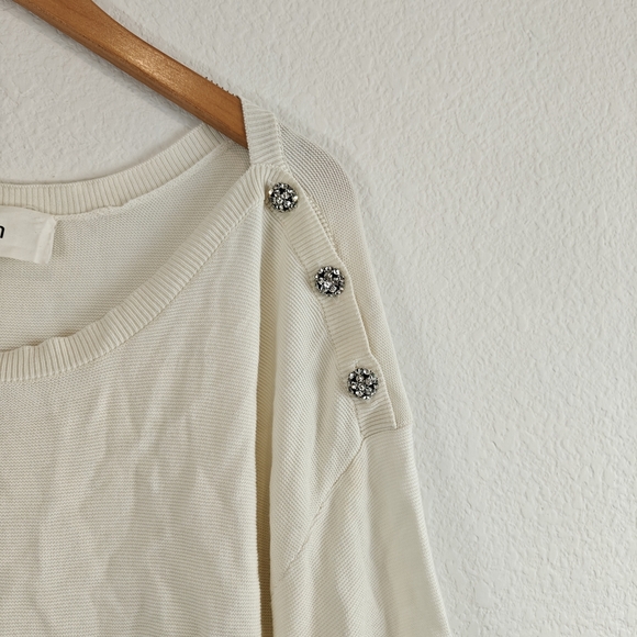 ba&sh Cream Bahi 3/4 Sleeve Boat Neck Jeweled Sweater Small - Picture 10 of 16